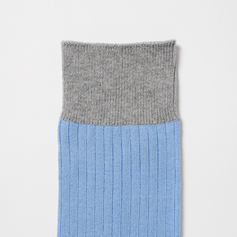 Uniqlo Silket Ribbed メンズ ソックス 青 | 2140296