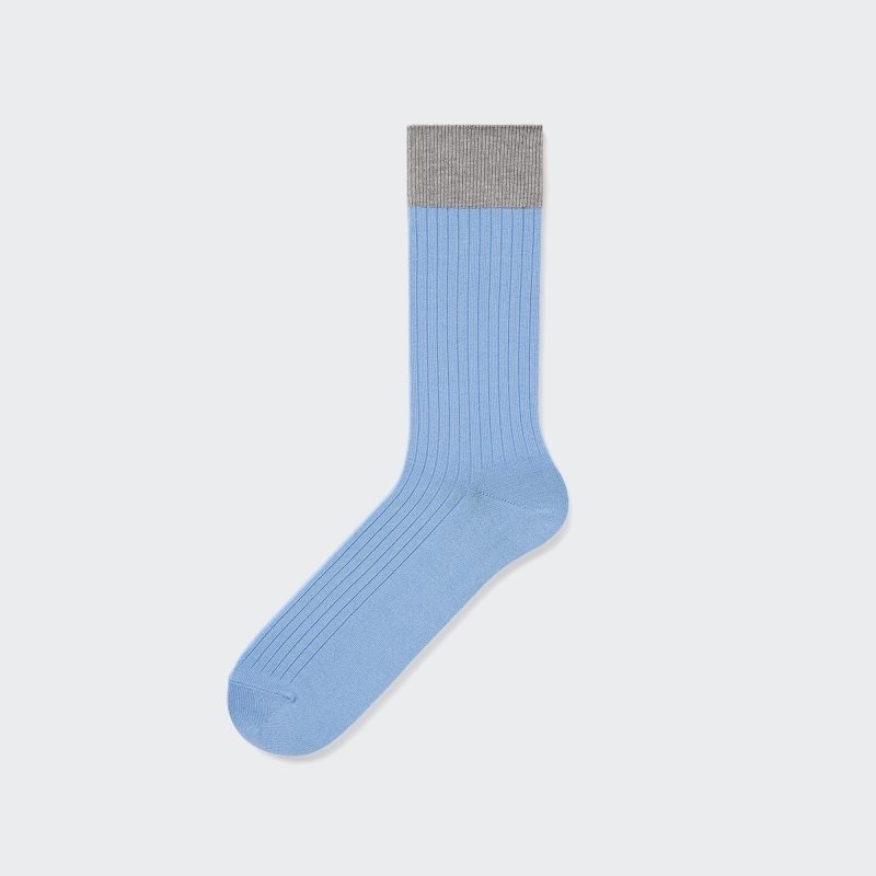 Uniqlo Silket Ribbed メンズ ソックス 青 | 2140296
