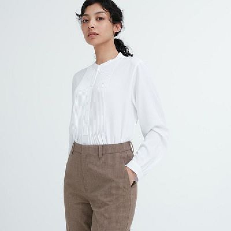 Uniqlo Smart Ankle (2-Way Stretch Check) レディース パンツ ブラウン | 6975639
