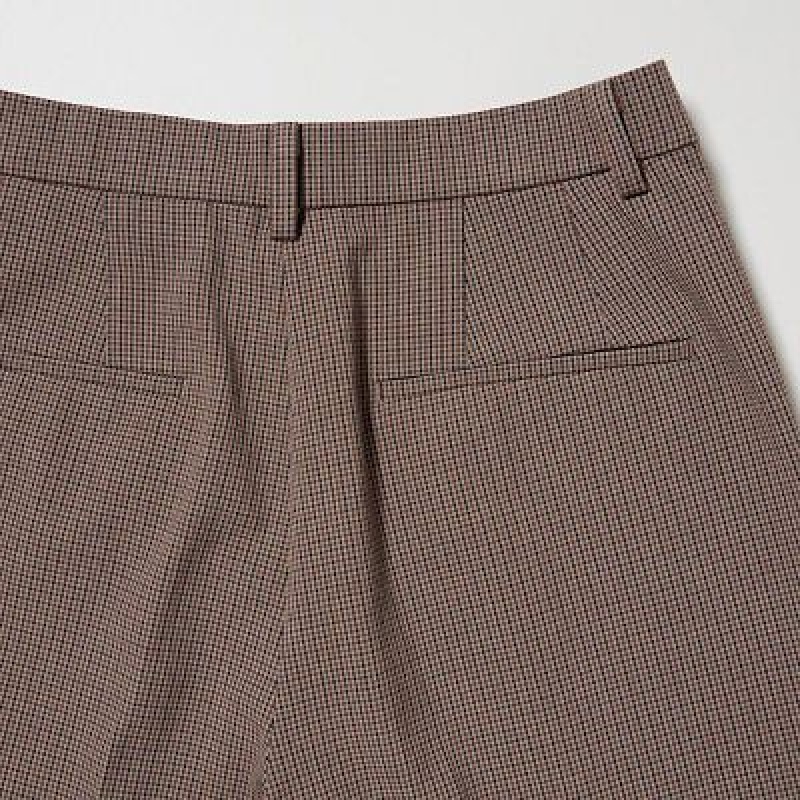 Uniqlo Smart Ankle (2-Way Stretch Check) レディース パンツ ブラウン | 6975639