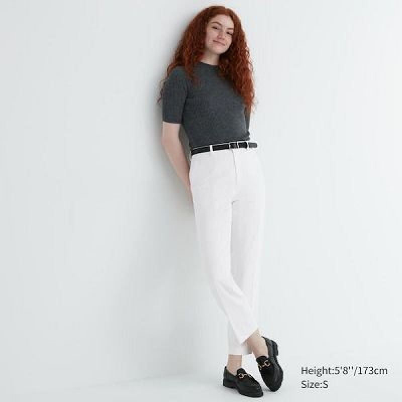 Uniqlo Smart Ankle (2-Way Stretch, Tall) レディース パンツ 白 | 2741195