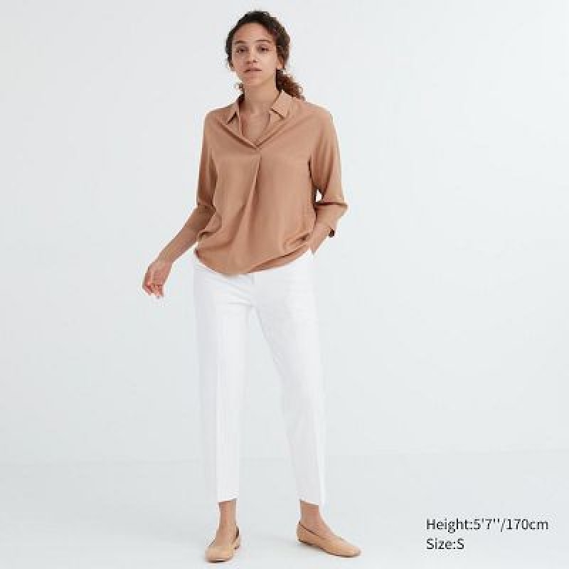 Uniqlo Smart Ankle (2-Way Stretch) レディース パンツ 白 | 5326231