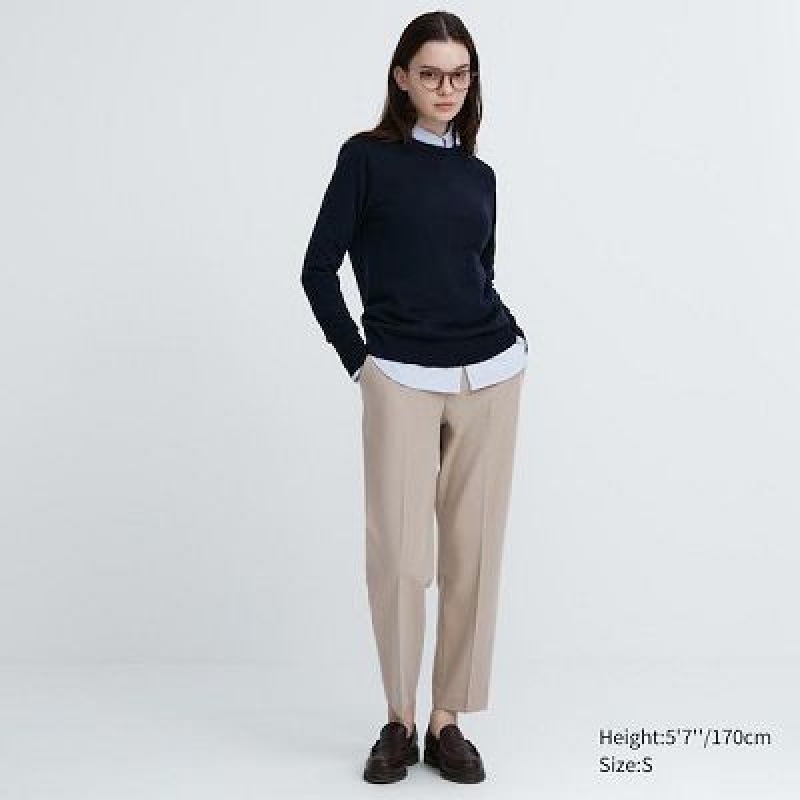 Uniqlo Smart Ankle (2-Way Stretch) レディース パンツ ベージュ | 5593028
