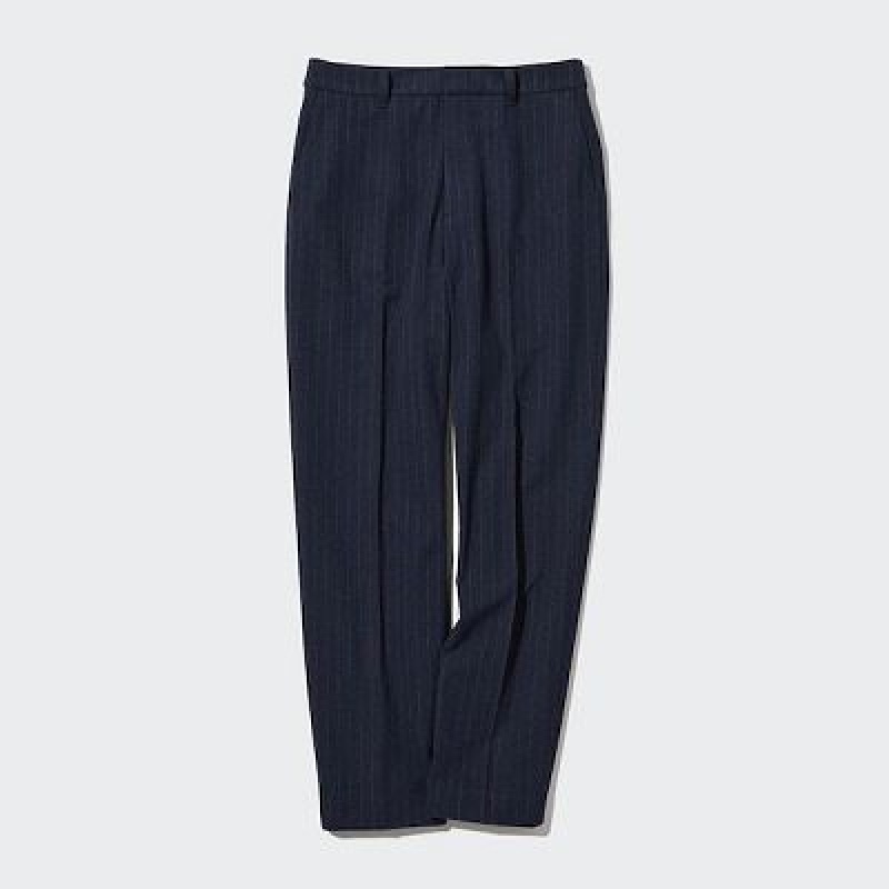 Uniqlo Smart Brushed Ankle (Pinstripe) レディース パンツ ネイビー | 3758653
