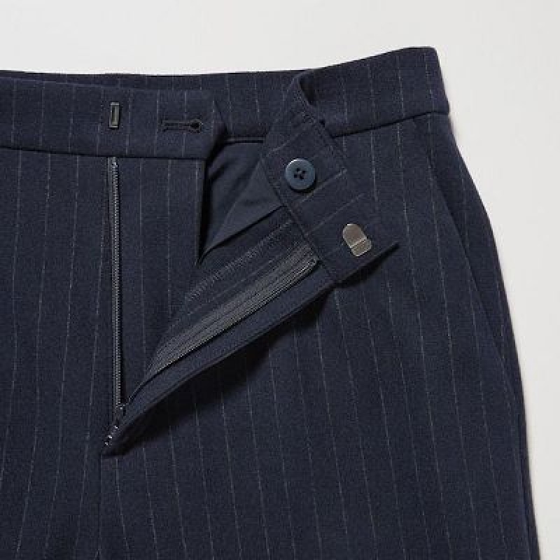 Uniqlo Smart Brushed Ankle (Pinstripe) レディース パンツ ネイビー | 3758653