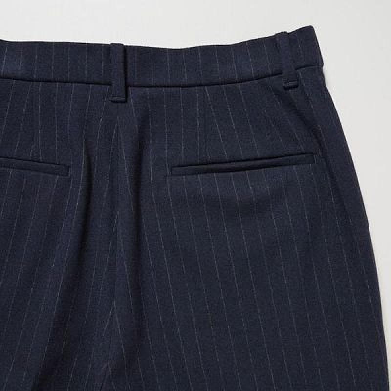 Uniqlo Smart Brushed Ankle (Pinstripe) レディース パンツ ネイビー | 3758653