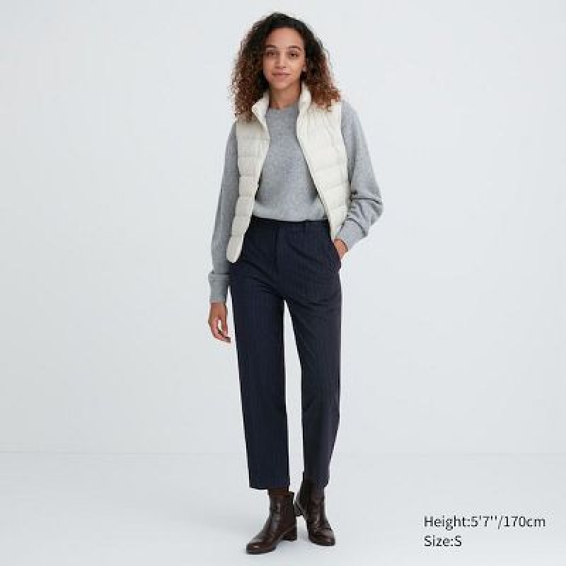 Uniqlo Smart Brushed Ankle (Pinstripe) レディース パンツ ネイビー | 3758653