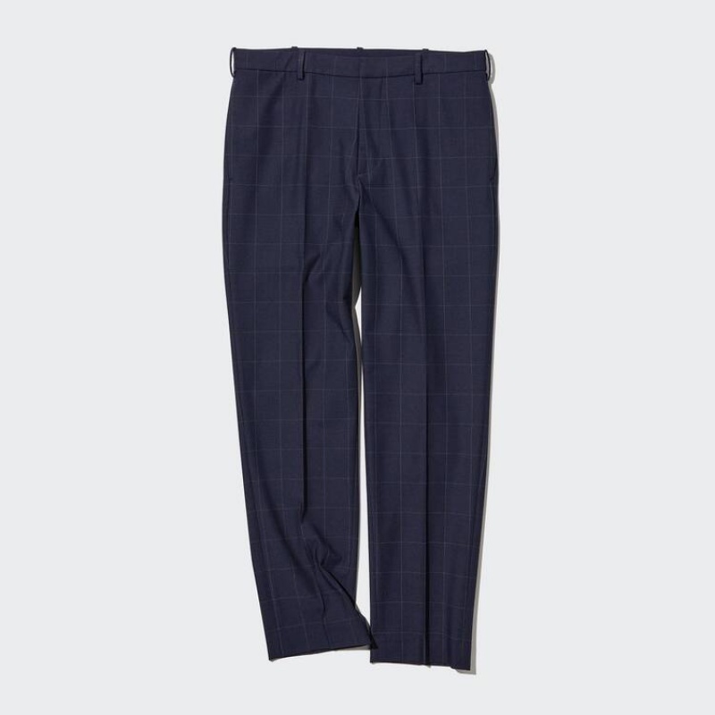 Uniqlo Smart Patterned Ankle Length メンズ パンツ ネイビー | 7116751