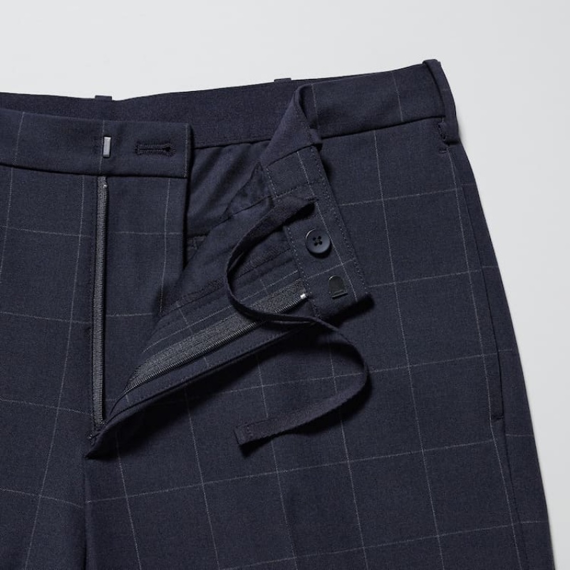 Uniqlo Smart Patterned Ankle Length メンズ パンツ ネイビー | 7116751