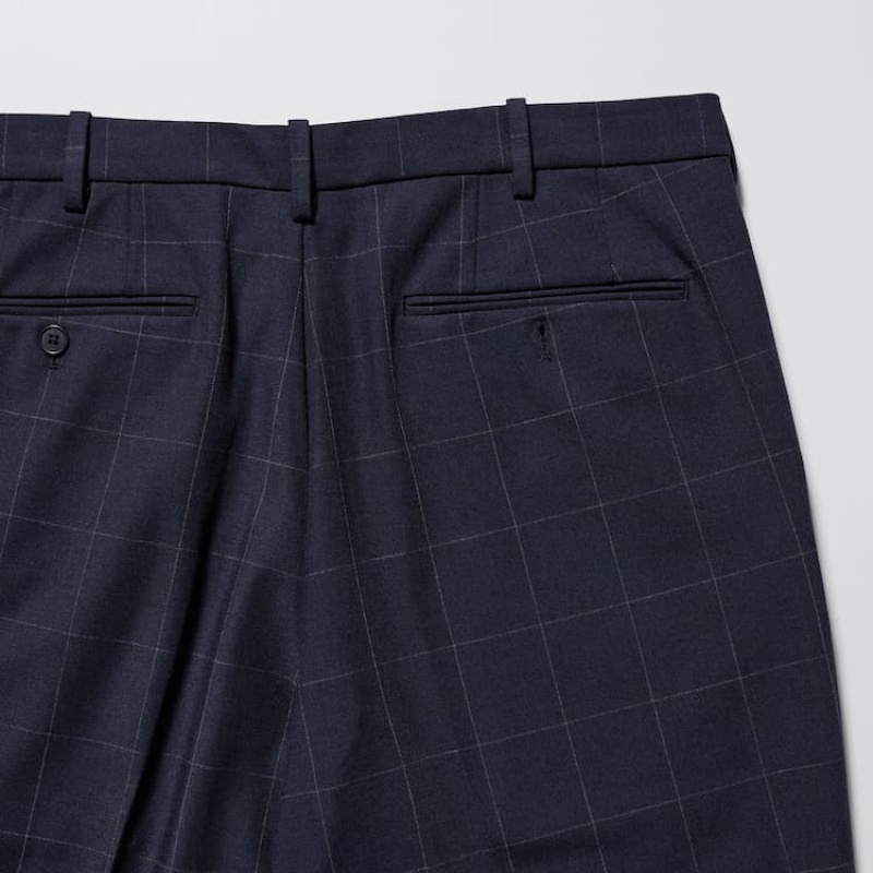 Uniqlo Smart Patterned Ankle Length メンズ パンツ ネイビー | 7116751