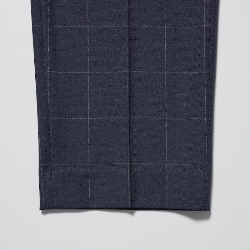 Uniqlo Smart Patterned Ankle Length メンズ パンツ ネイビー | 7116751