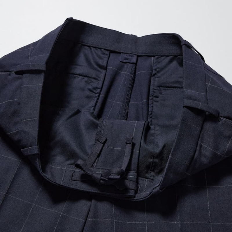 Uniqlo Smart Patterned Ankle Length メンズ パンツ ネイビー | 7116751
