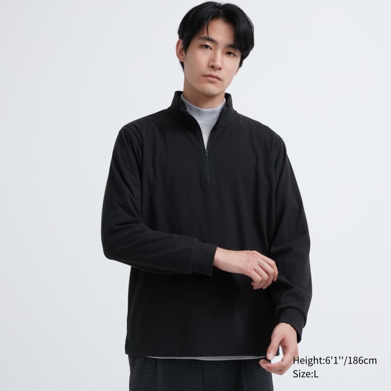 Uniqlo Smooth Fleece Half-zip メンズ Tシャツ 黒 | 9575757