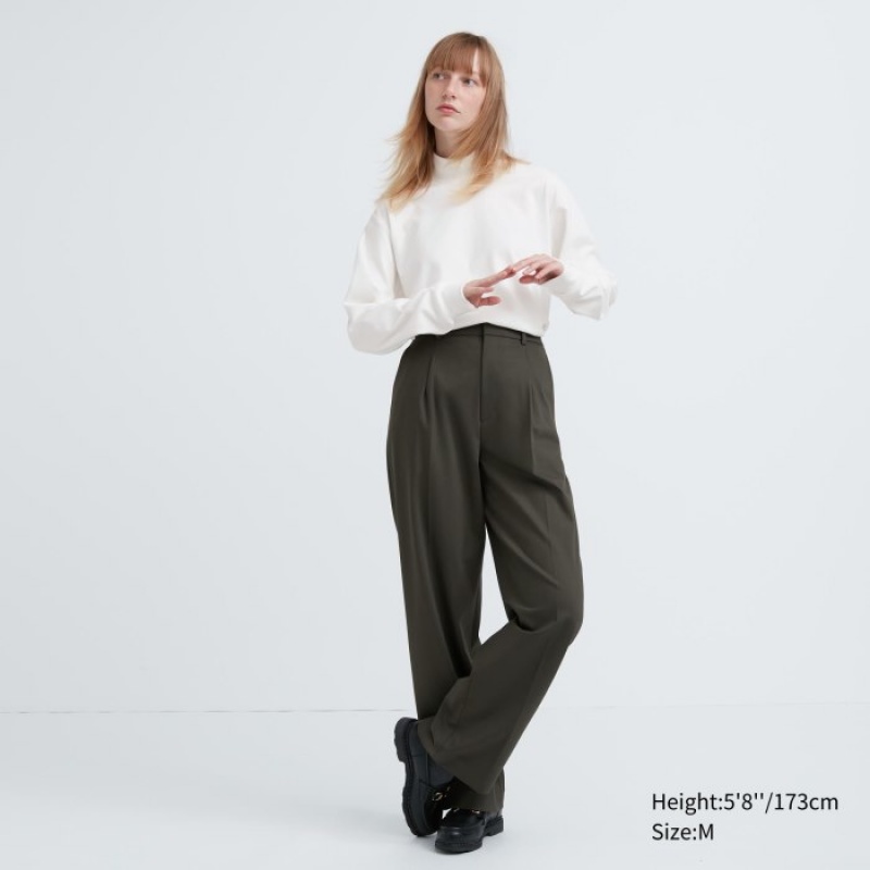 Uniqlo Smooth Fleece Mock Neck Long-Sleeve レディース Tシャツ 紫 | 1801916