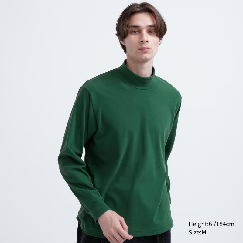 Uniqlo Smooth Fleece Mock Neck メンズ Tシャツ 緑 | 1829253