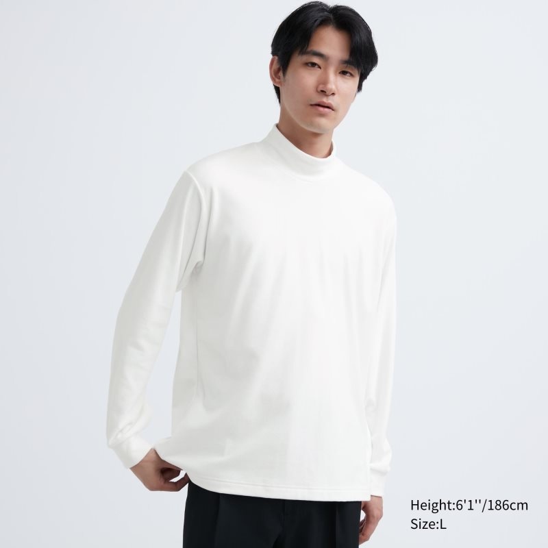Uniqlo Smooth Fleece Mock Neck メンズ Tシャツ 白 | 5526126