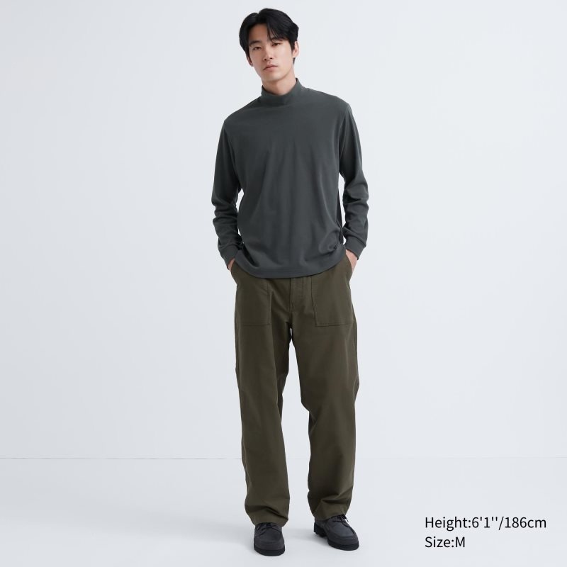 Uniqlo Smooth Fleece Mock Neck メンズ Tシャツ 黒 | 9065540