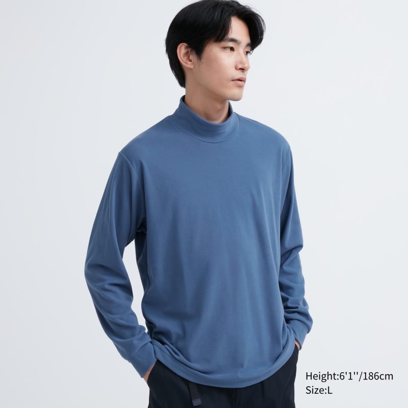 Uniqlo Smooth Fleece Mock Neck メンズ Tシャツ 青 | 9292897