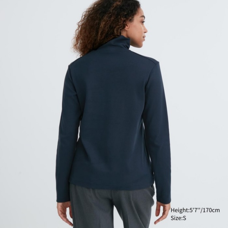 Uniqlo Smooth Stretch Cotton Turtleneck Long-Sleeve レディース Tシャツ ピンク | 9650170