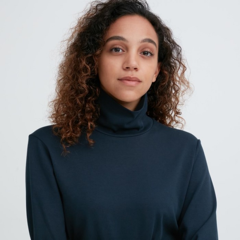 Uniqlo Smooth Stretch Cotton Turtleneck Long-Sleeve レディース Tシャツ ピンク | 9650170