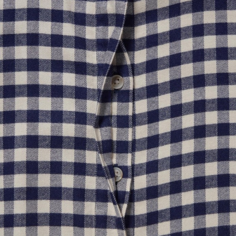 Uniqlo Soft Brushed Stand Collar Long-Sleeve レディース シャツ 青 | 8057235