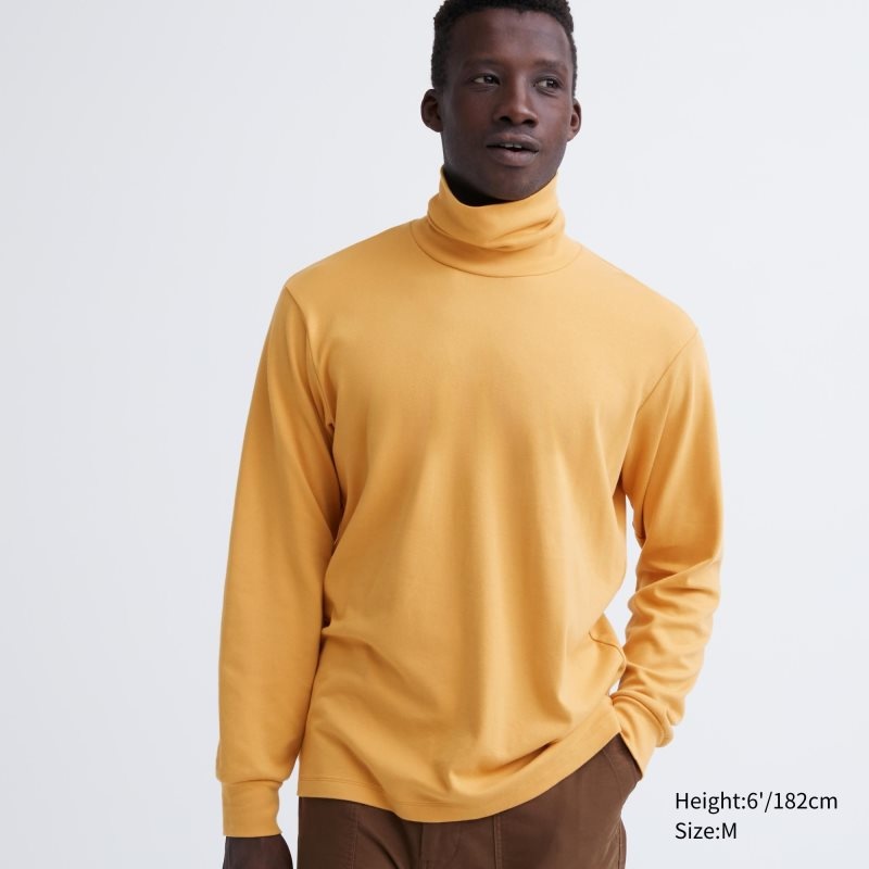 Uniqlo Soft Brushed Turtleneck Long-sleeve メンズ Tシャツ 黄色 | 9224519