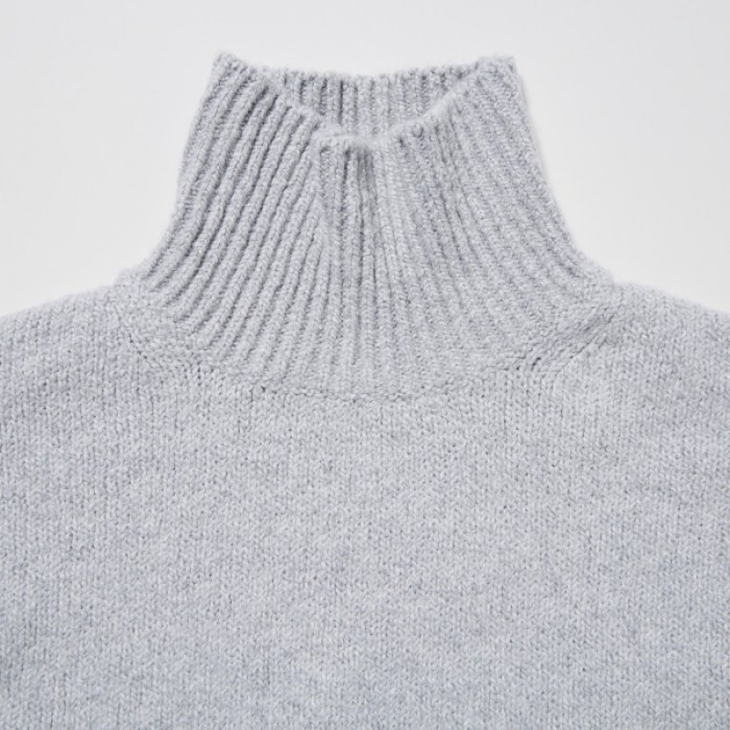 Uniqlo Soft Knit High Neck Long-Sleeve レディース セーター グレー | 3816964