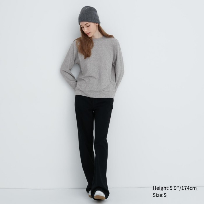Uniqlo Soft Knitted Fleece Crew Neck Long-Sleeve レディース Tシャツ 紫 | 9657246