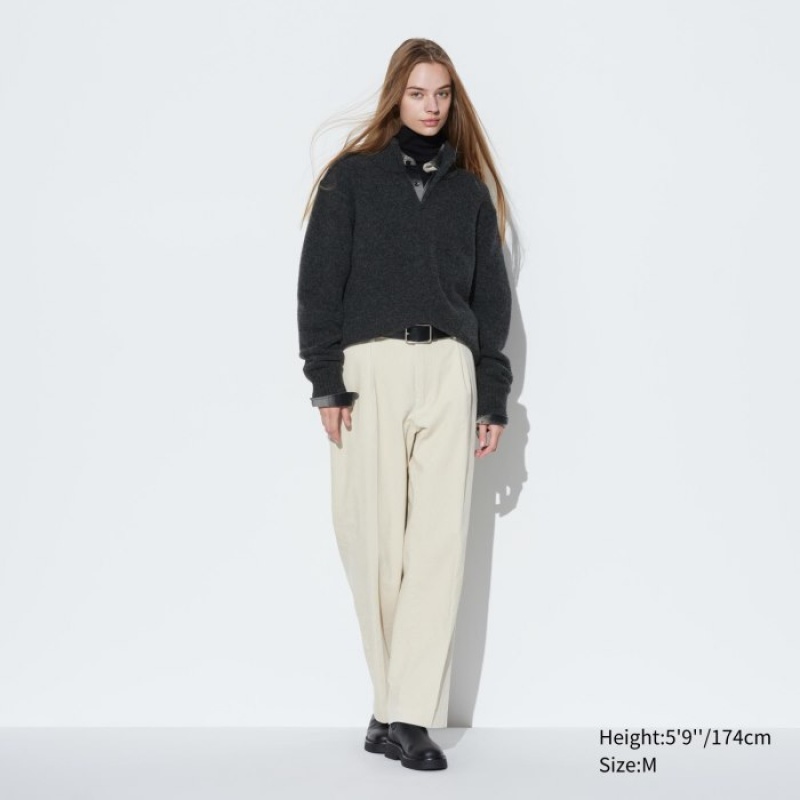 Uniqlo Souffle Yarn Half-Zip Long-Sleeve レディース セーター グレー | 8887116