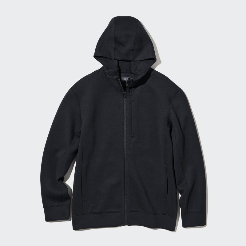 Uniqlo Stretch Dry Sweat Long-sleeve Full-zip メンズ パーカー 黒 | 5672336