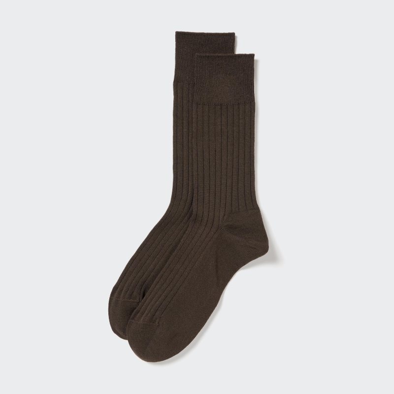 Uniqlo Supima Cotton Wide Ribbed メンズ ソックス ブラウン | 7037862
