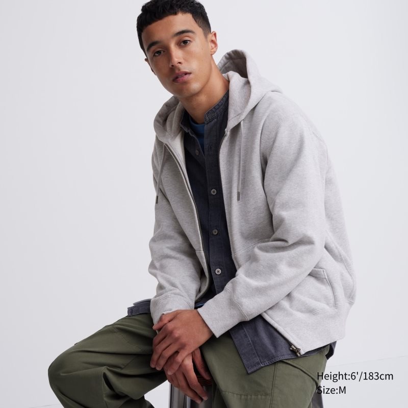 Uniqlo Sweat Long-sleeve Full-zip メンズ パーカー グレー | 5820383