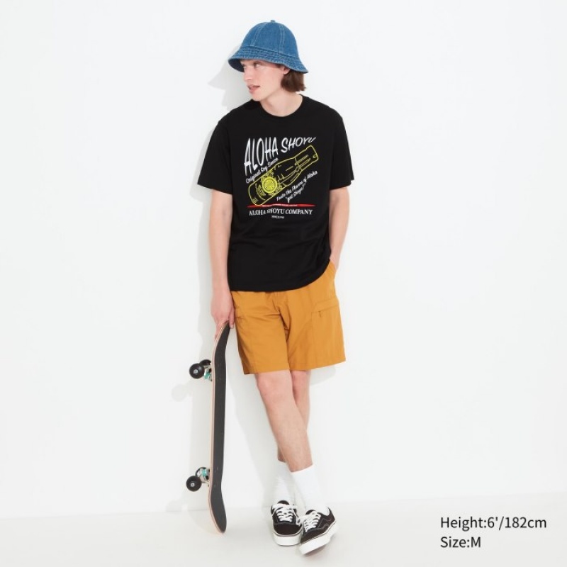 Uniqlo The Brands Hawaii UT Short-Sleeve Aloha Shoyu レディース Tシャツ 黒 | 5942405