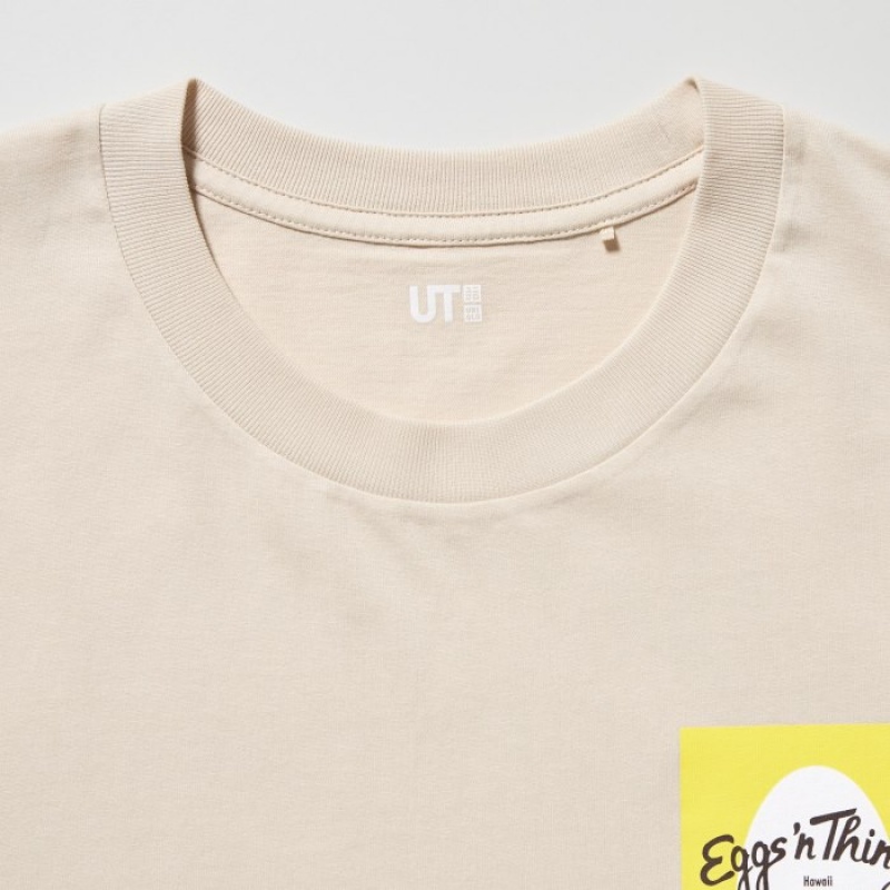 Uniqlo The Brands Hawaii UT Short-Sleeve Eggs 'n Things レディース Tシャツ ベージュ | 5215930