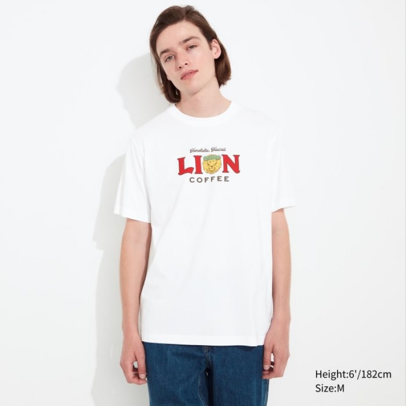 Uniqlo The Brands Hawaii UT Short-Sleeve Lion Coffee レディース Tシャツ 白 | 2237122