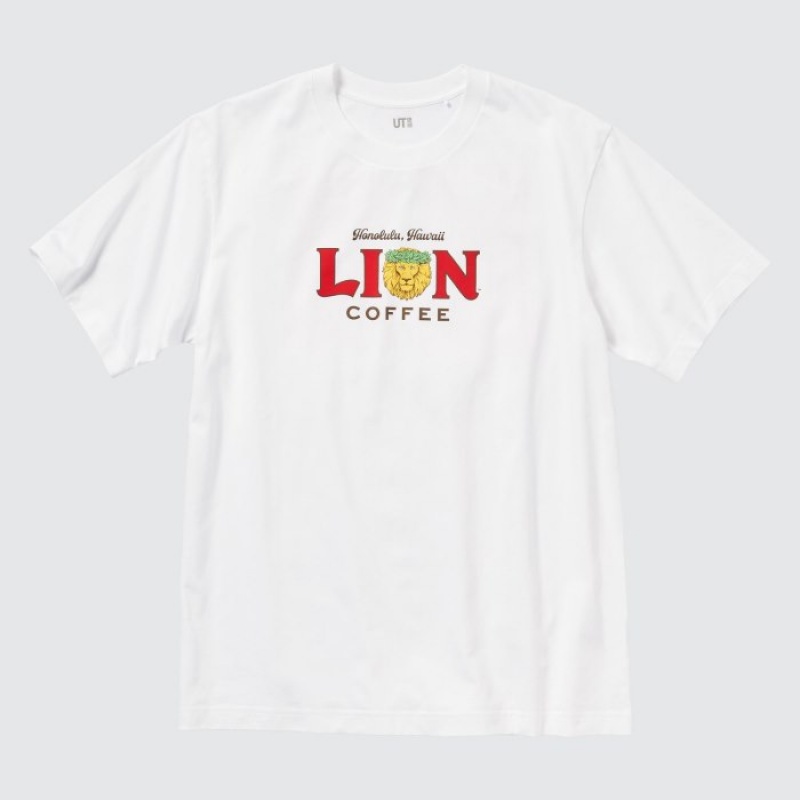 Uniqlo The Brands Hawaii UT Short-Sleeve Lion Coffee レディース Tシャツ 白 | 2237122