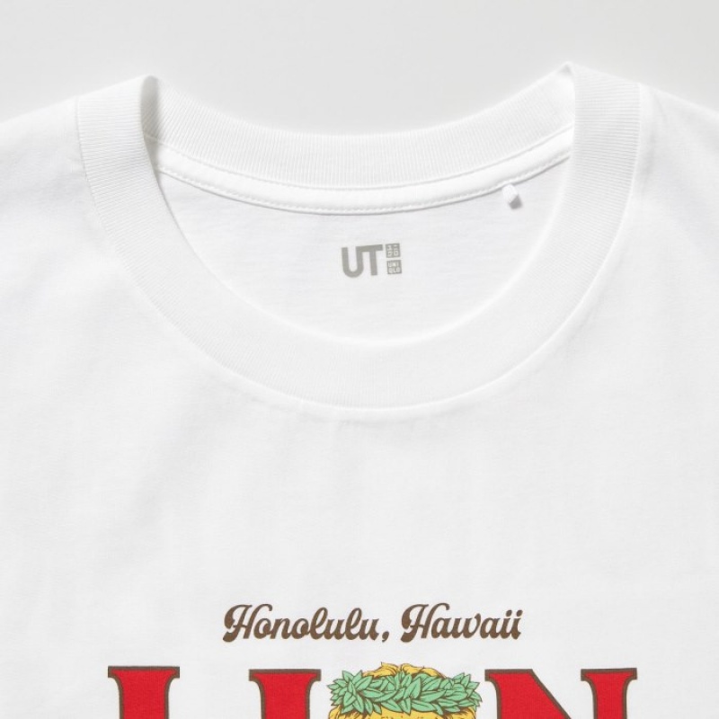 Uniqlo The Brands Hawaii UT Short-Sleeve Lion Coffee レディース Tシャツ 白 | 2237122