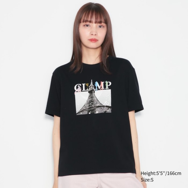 Uniqlo The World of CLAMP UT Short Sleeve レディース Tシャツ 黒 | 8023372