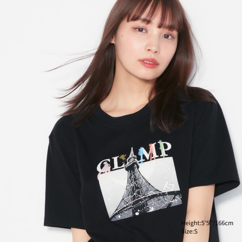 Uniqlo The World of CLAMP UT Short Sleeve レディース Tシャツ 黒 | 8023372
