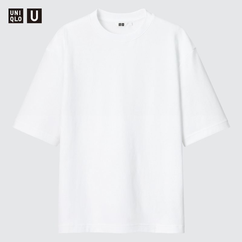 Uniqlo U AIRism Cotton Oversized Crew Neck Half-Sleeve メンズ Tシャツ 白 | 7426697