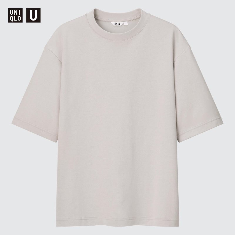Uniqlo U AIRism Cotton Oversized Crew Neck Half-Sleeve メンズ Tシャツ グレー | 7979623