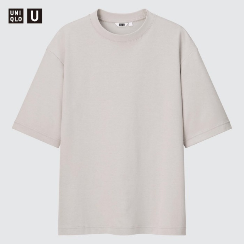 Uniqlo U AIRism Cotton Oversized Crew Neck Half-Sleeve レディース Tシャツ グレー | 8291348
