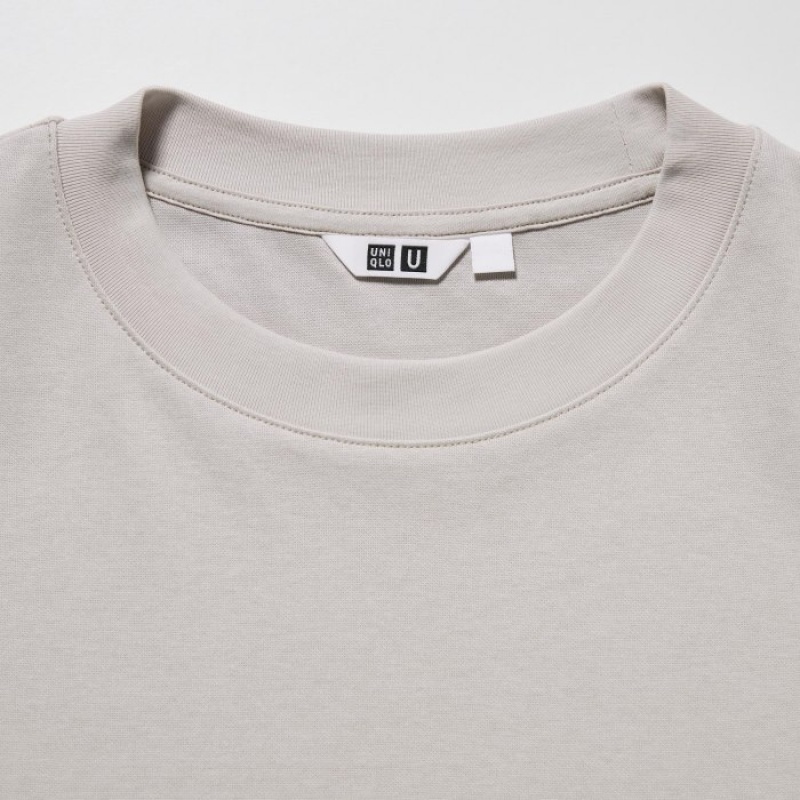 Uniqlo U AIRism Cotton Oversized Crew Neck Half-Sleeve レディース Tシャツ グレー | 8291348