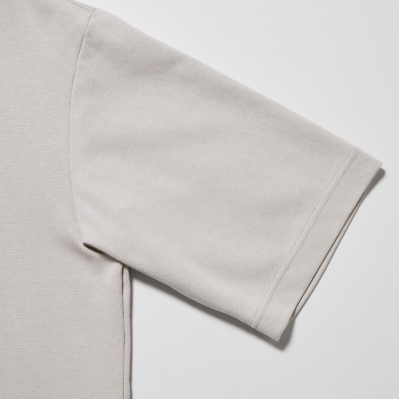 Uniqlo U AIRism Cotton Oversized Crew Neck Half-Sleeve レディース Tシャツ グレー | 8291348