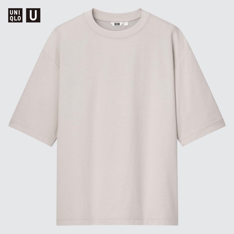 Uniqlo U AIRism Cotton Oversized Crew Neck Half-Sleeve メンズ Tシャツ グレー | 2035228