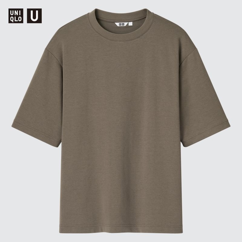 Uniqlo U AIRism Cotton Oversized Crew Neck Half-Sleeve メンズ Tシャツ ブラウン | 8315008