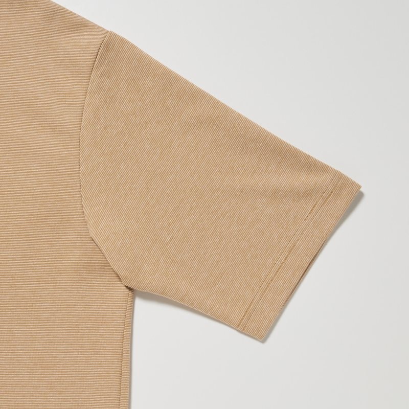 Uniqlo U Airism Cotton Striped Crew Neck Oversized メンズ Tシャツ ブラウン | 7071921