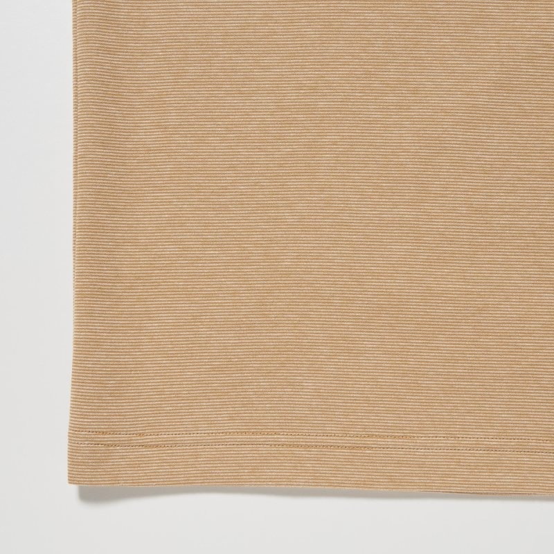 Uniqlo U Airism Cotton Striped Crew Neck Oversized メンズ Tシャツ ブラウン | 7071921