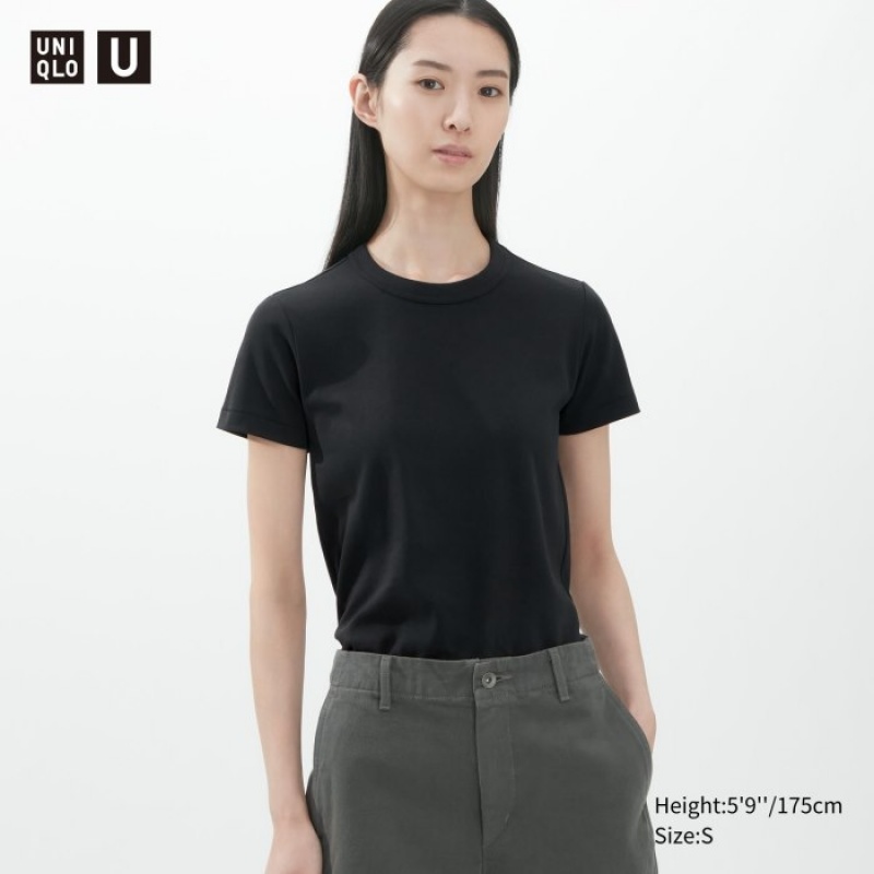 Uniqlo U Crew Neck Short-sleeve レディース Tシャツ 黒 | 2291025