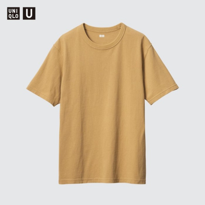 Uniqlo U Crew Neck Short-sleeve レディース Tシャツ 黄色 | 2321084